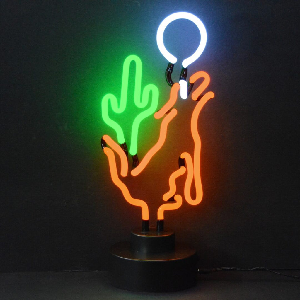 Coyote Moon Cactus Neon Sculpture