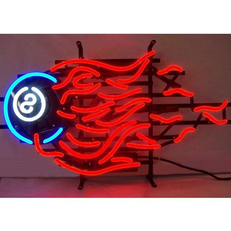 8 Ball Fire Neon Sign