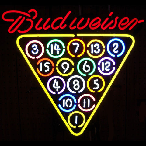 Budweiser 15 Ball Rack Neon Sign