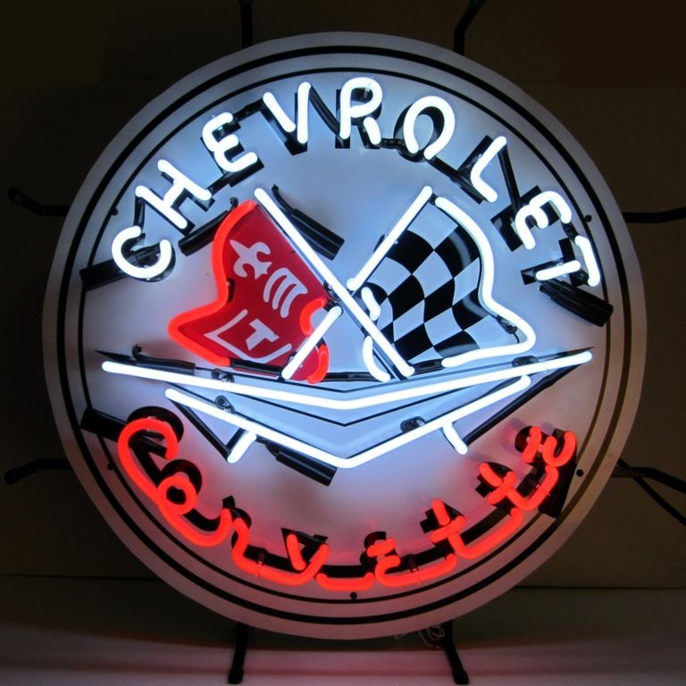 Corvette Neon Sign With Silkscreen Backing