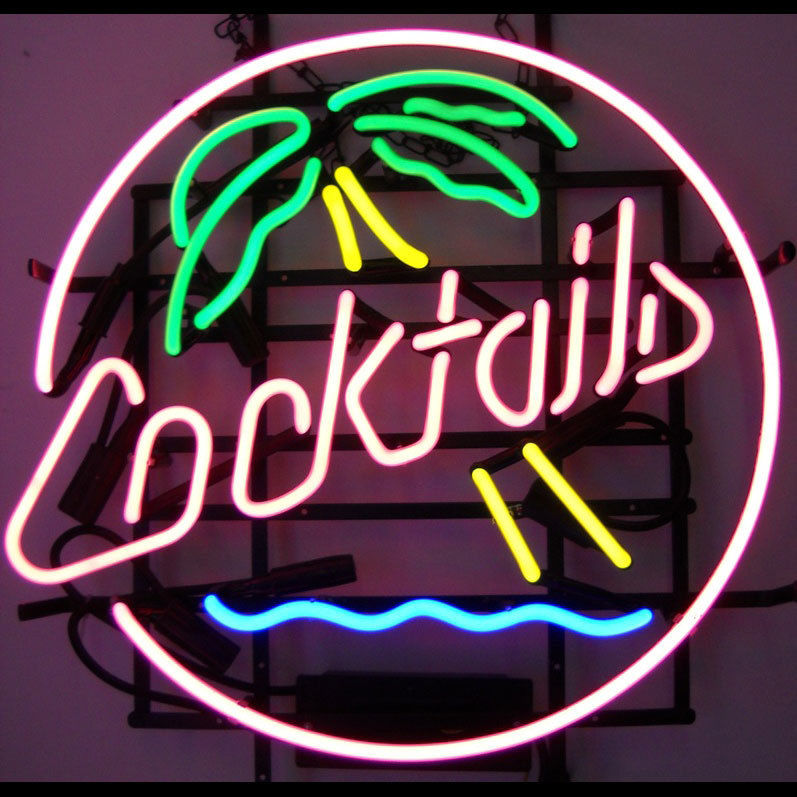 Cocktails & Palm Tree Neon Sign