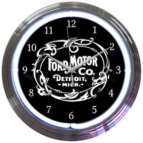 Ford Motor Company 1903 Heritage Emblem Neon Clock