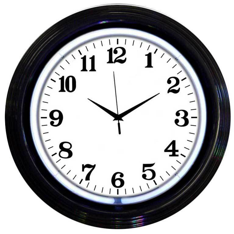 Black Rim White Standard Neon Clock