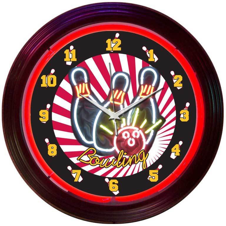 Bowling Neon Clock