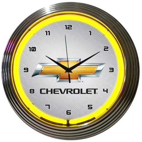 GM Chevrolet Yellow Neon Clock