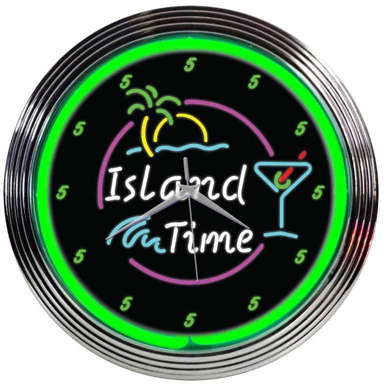 Island Time Neon Clock