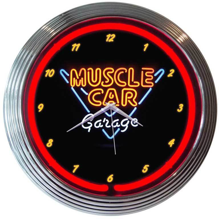 Muscle Car Garage Neon Clock