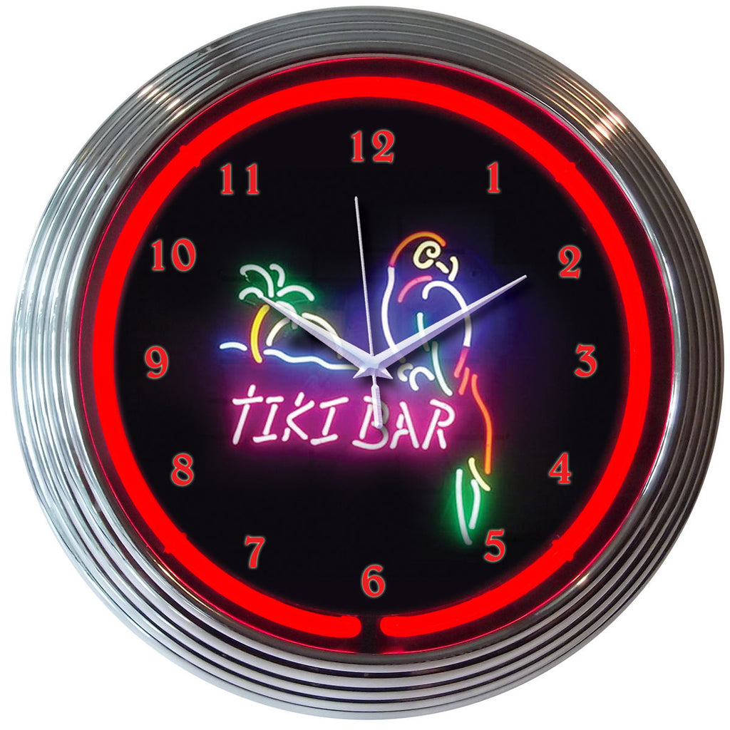 Tiki Bar Neon Clock