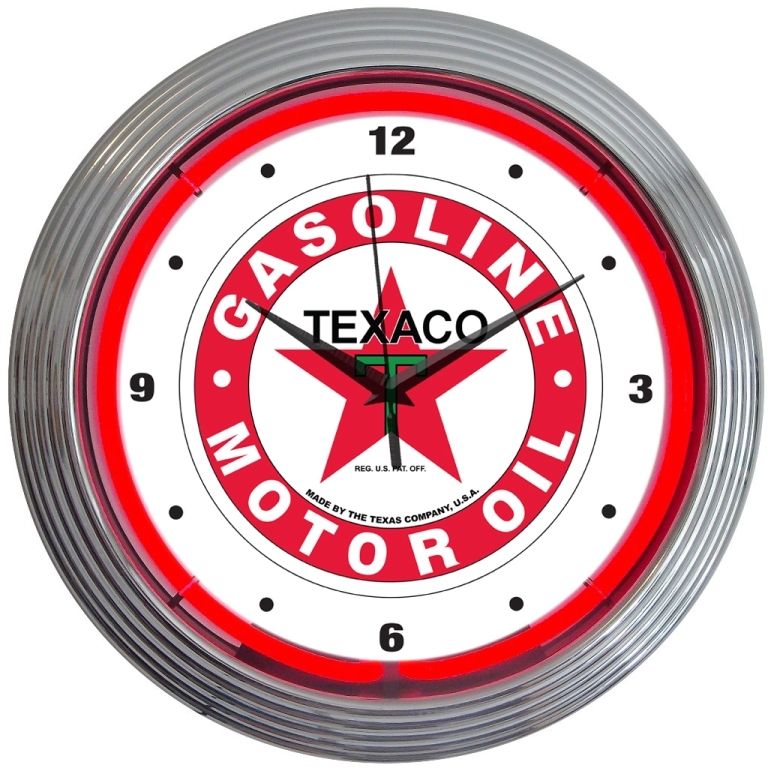 Texaco Gasoline Neon Clock