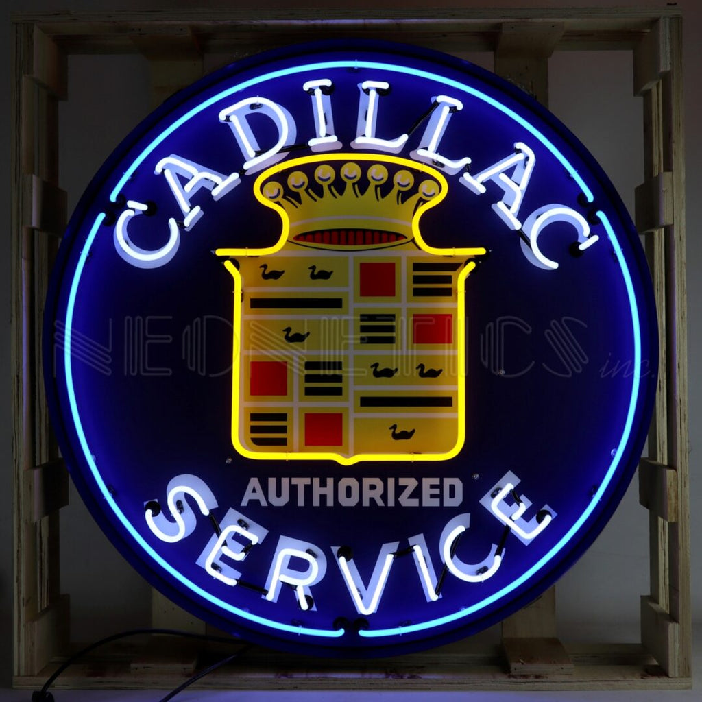 Cadillac Neon Sign In 36" Steel Can