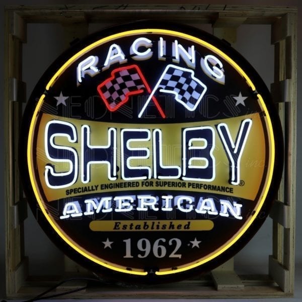 Shelby Racing Round Neon Sign In 36" Steel Can