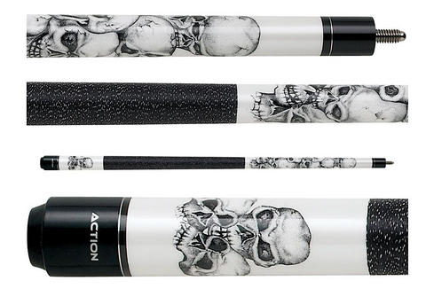 Action ADV60 Two-Piece Skulls White Stained Maple Pool Cue