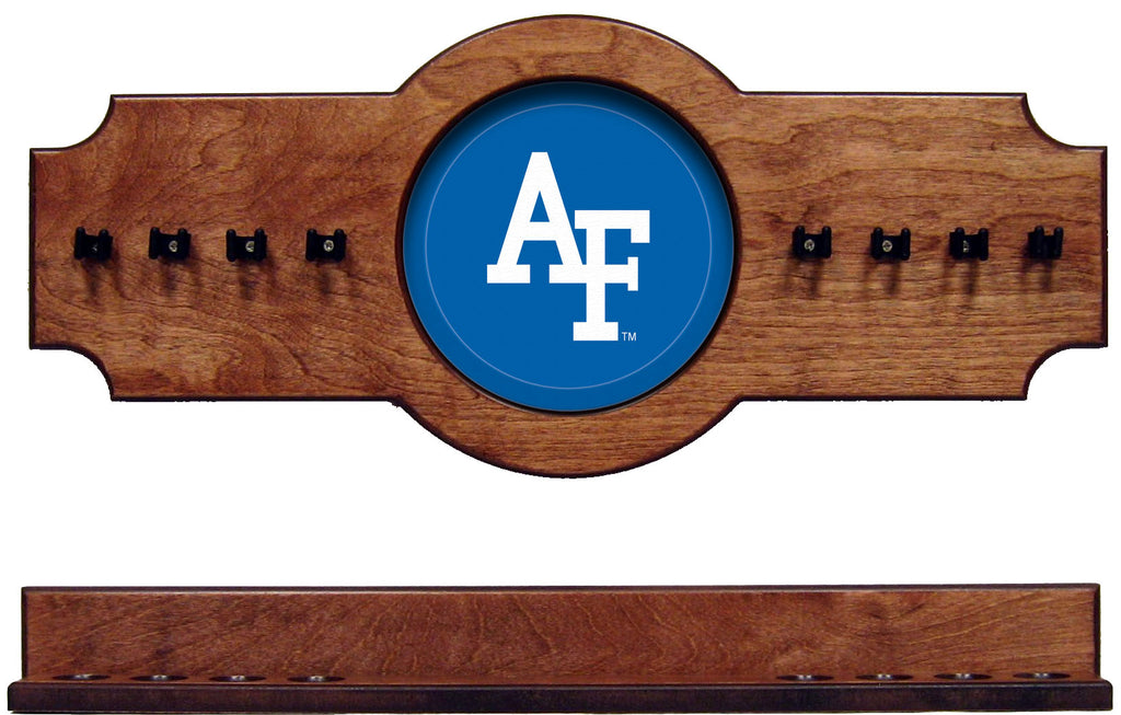 NCAA Air Force Falcons 2 pc Hanging Wall Pool Cue Stick Holder Rack - Pecan