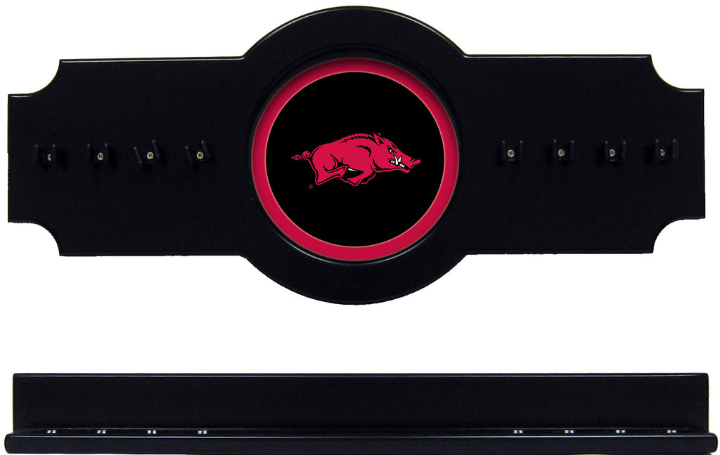 NCAA Arkansas Razorbacks 2 pc Hanging Wall Pool Cue Stick Holder Rack - Black