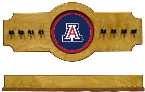 NCAA Arizona Wildcats 2 pc Hanging Wall Pool Cue Stick Holder Rack - Oak