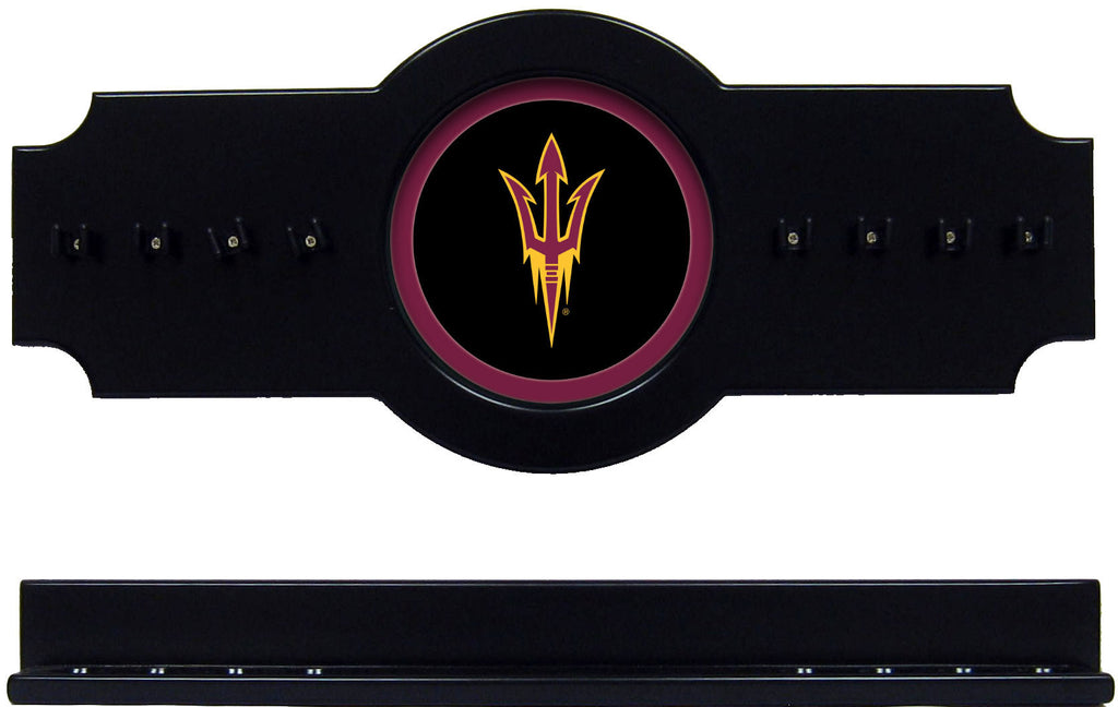 NCAA Arizona State Sun Devils 2 pc Hanging Wall Pool Cue Stick Holder Rack Black