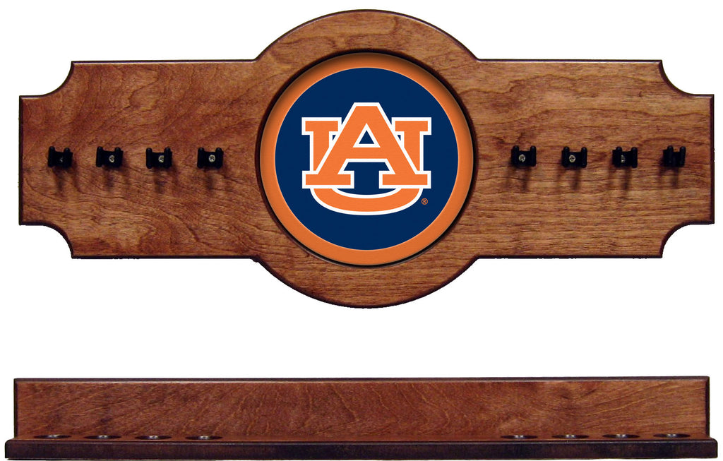 NCAA Auburn Tigers 2 pc Hanging Wall Pool Cue Stick Holder Rack - Pecan