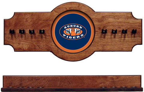 NCAA Auburn Tigers 2 pc Hanging Wall Pool Cue Stick Holder Rack - Pecan