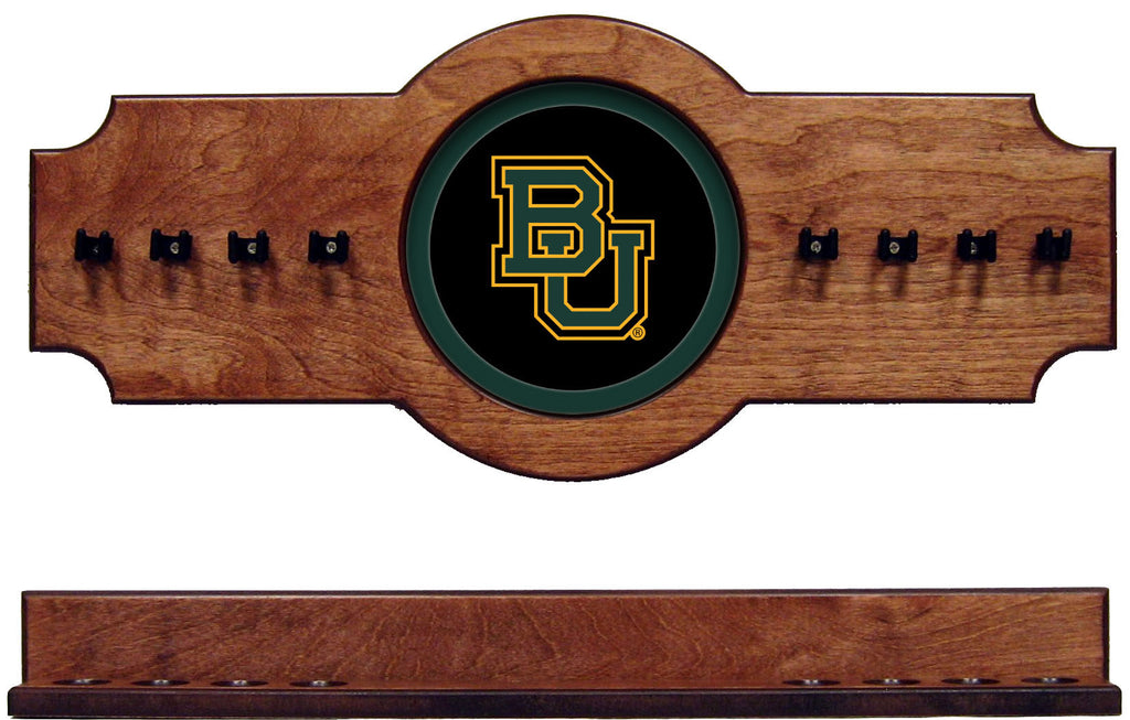 NCAA Baylor Bears 2 pc Hanging Wall Pool Cue Stick Holder Rack - Pecan