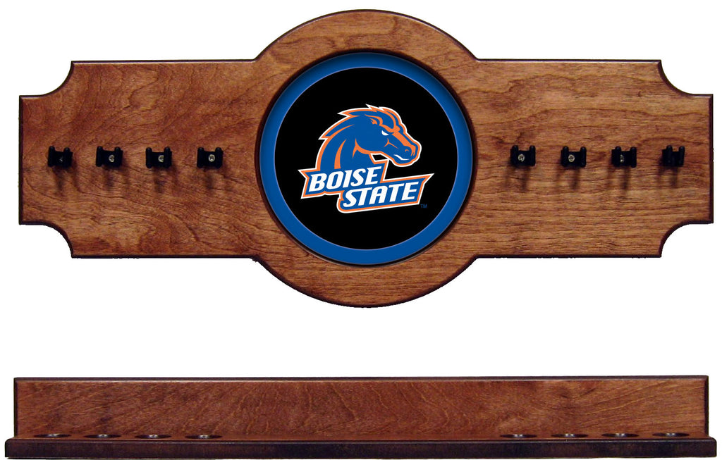 NCAA Boise State Broncos 2 pc Hanging Wall Pool Cue Stick Holder Rack - Pecan