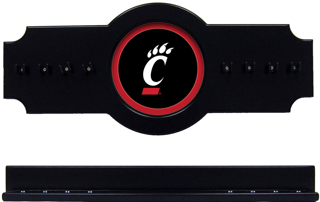 NCAA Cincinnati Bearcats 2 pc Hanging Wall Pool Cue Stick Holder Rack - Black