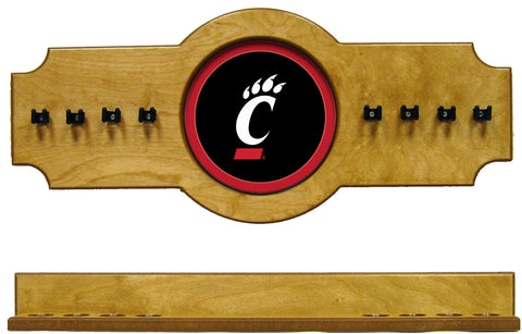 NCAA Cincinnati Bearcats 2 pc Hanging Wall Pool Cue Stick Holder Rack - Oak