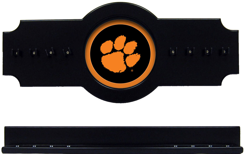 NCAA Clemson Tigers 2 pc Hanging Wall Pool Cue Stick Holder Rack - Black