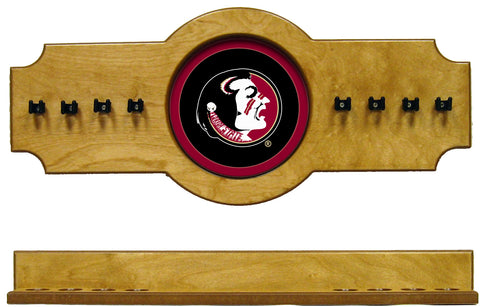 NCAA Florida State Seminoles 2 pc Hanging Wall Pool Cue Stick Holder Rack - Oak