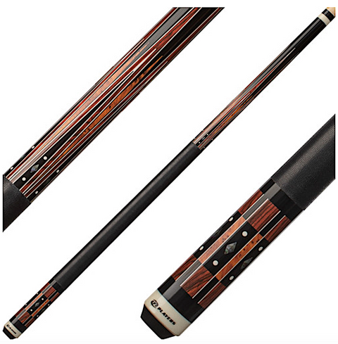 Players G-4144 Two Piece Midnight Black w/overlays Pool Cue