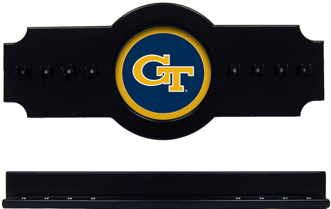 Georgia Tech Yellow Jackets 2 pc Hanging Wall Pool Cue Stick Holder Rack Black