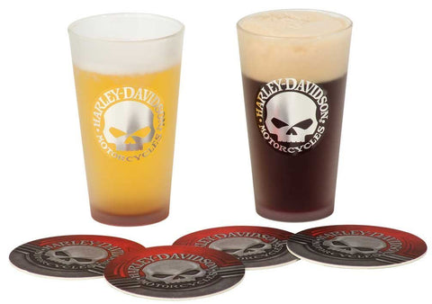 Harley-Davidson Skull Pint Glass & Coaster Set HDL-18763