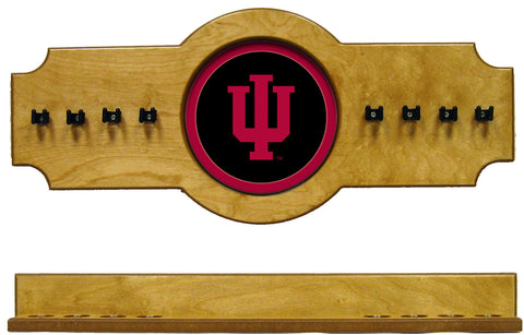 NCAA Indiana Hoosiers 2 pc Hanging Wall Pool Cue Stick Holder Rack - Oak