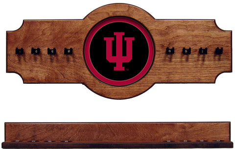 NCAA Indiana Hoosiers 2 pc Hanging Wall Pool Cue Stick Holder Rack - Pecan