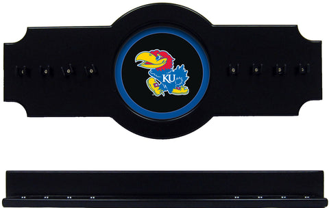 NCAA Kansas Jayhawks 2 pc Hanging Wall Pool Cue Stick Holder Rack - Black