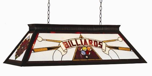 RAM Pool Table Lights Billiards Lighting KD RED Three 4 Bulbs Stained Glass