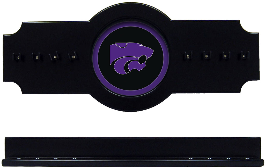 NCAA Kansas State Wildcats 2 pc Hanging Wall Pool Cue Stick Holder Rack - Black