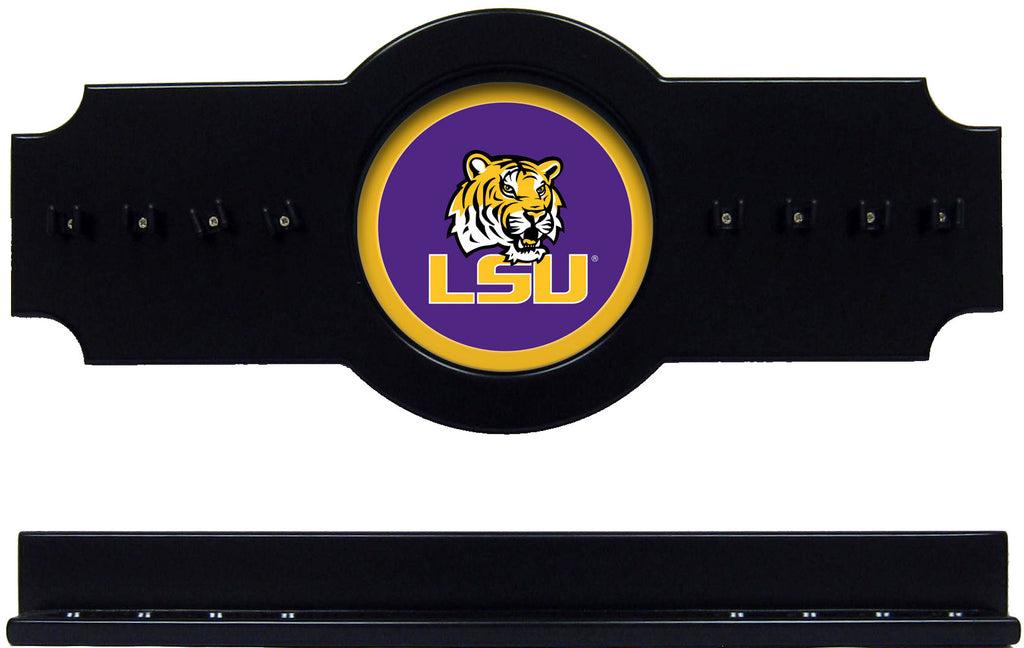 NCAA LSU Tigers 2 pc Hanging Wall Pool Cue Stick Holder Rack - Black