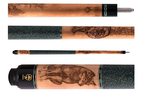 MCDG-338 McDermott G338 3D Etched Wolf Pool Cue