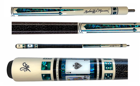 Meucci MECAS03-B White/Blue Paua Casino Series Pool Cue