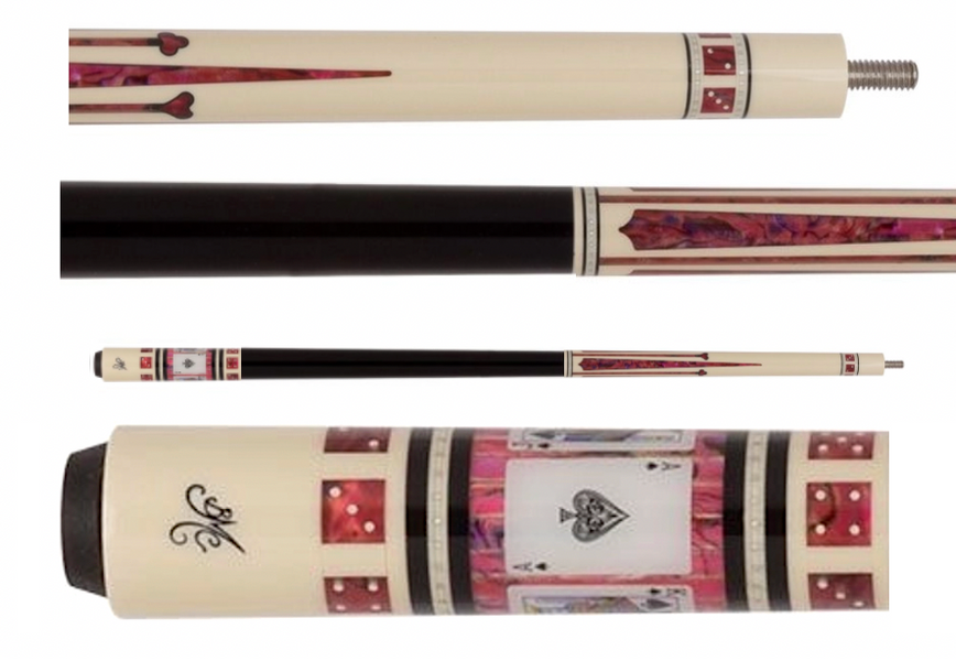 MECAS09-B Meucci White Stain/Pk Paua Casino Series Pool Cue