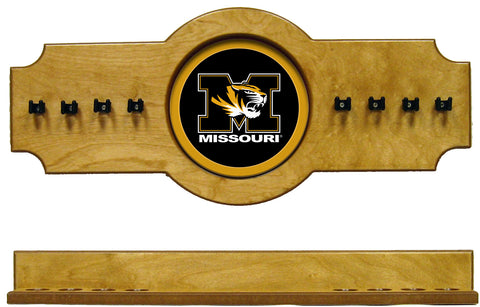 NCAA Missouri Tigers 2 pc Hanging Wall Pool Cue Stick Holder Rack - Oak