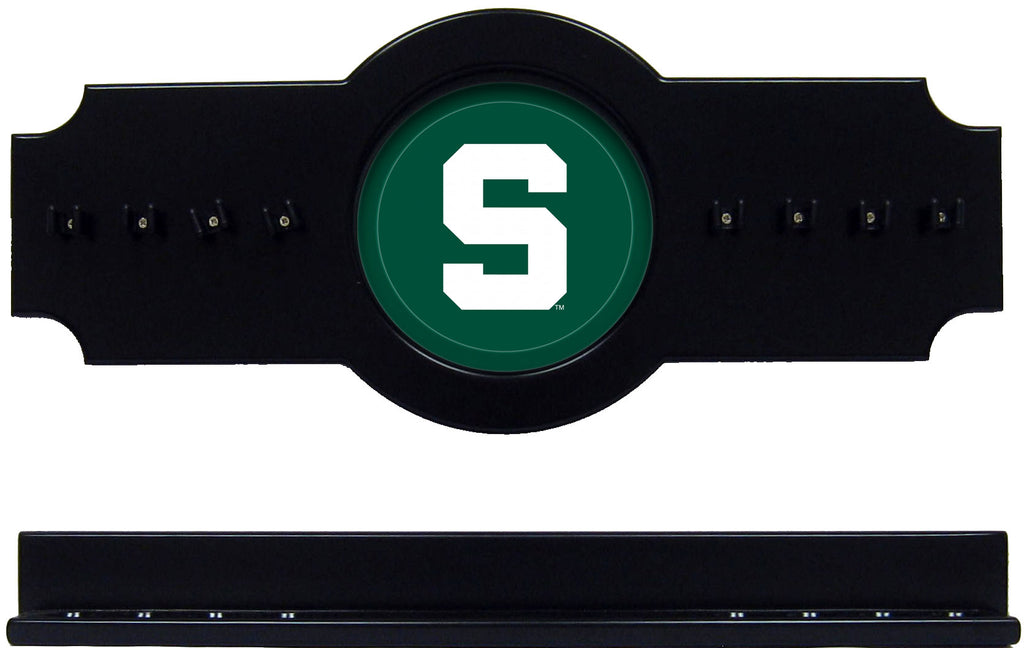 NCAA Michigan State Spartans 2 pc Hanging Wall Pool Cue Stick Holder Rack Black