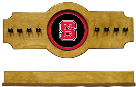 NCAA North Carolina State Wolfpack 2 pc Hanging Wall Pool Cue Holder Rack Oak