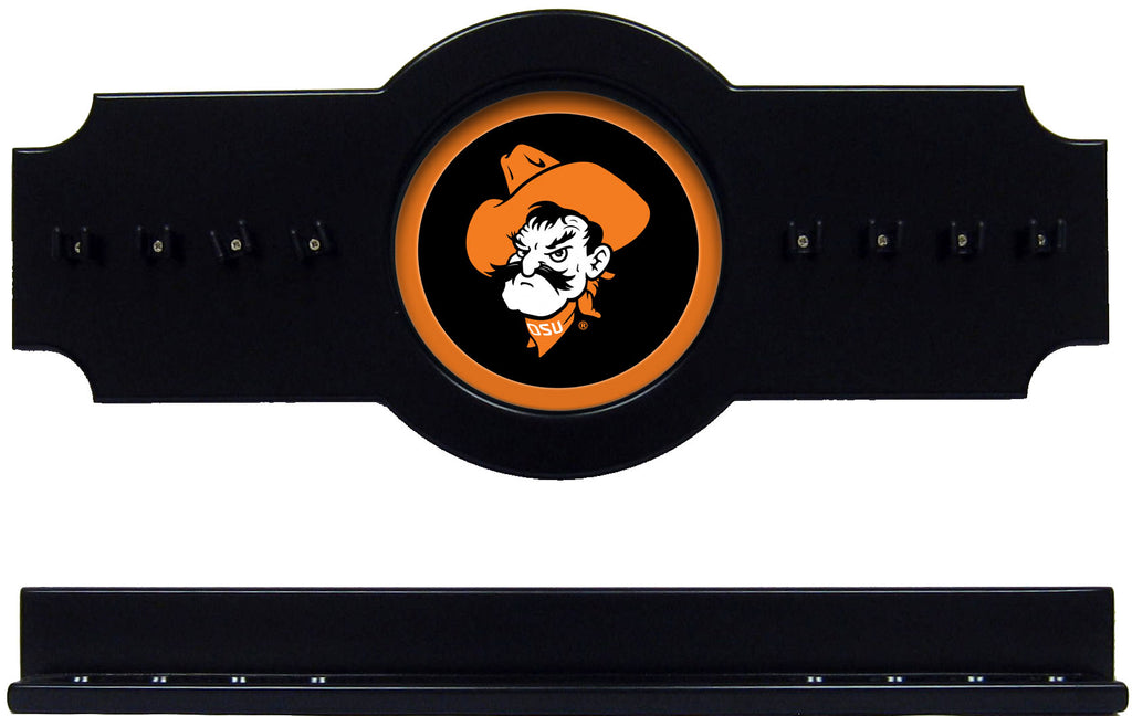 NCAA Oklahoma State Cowboys 2 pc Hanging Wall Pool Cue Stick Holder Rack - Black