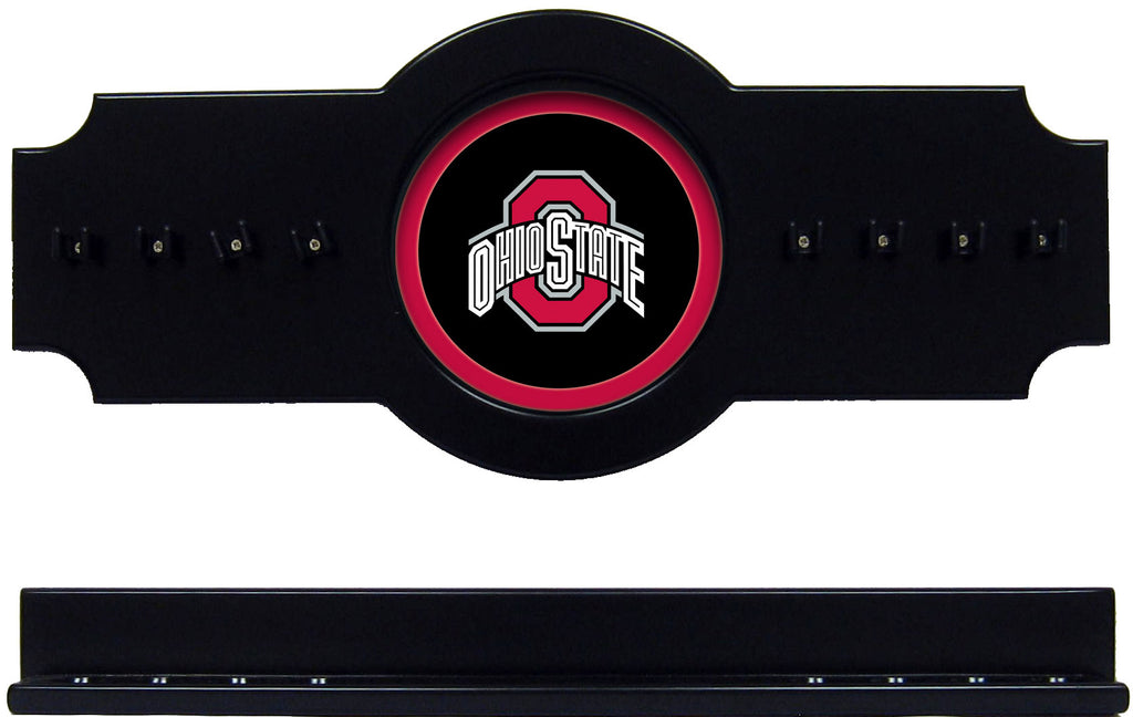 NCAA Ohio State Buckeyes 2 pc Hanging Wall Pool Cue Stick Holder Rack - Black