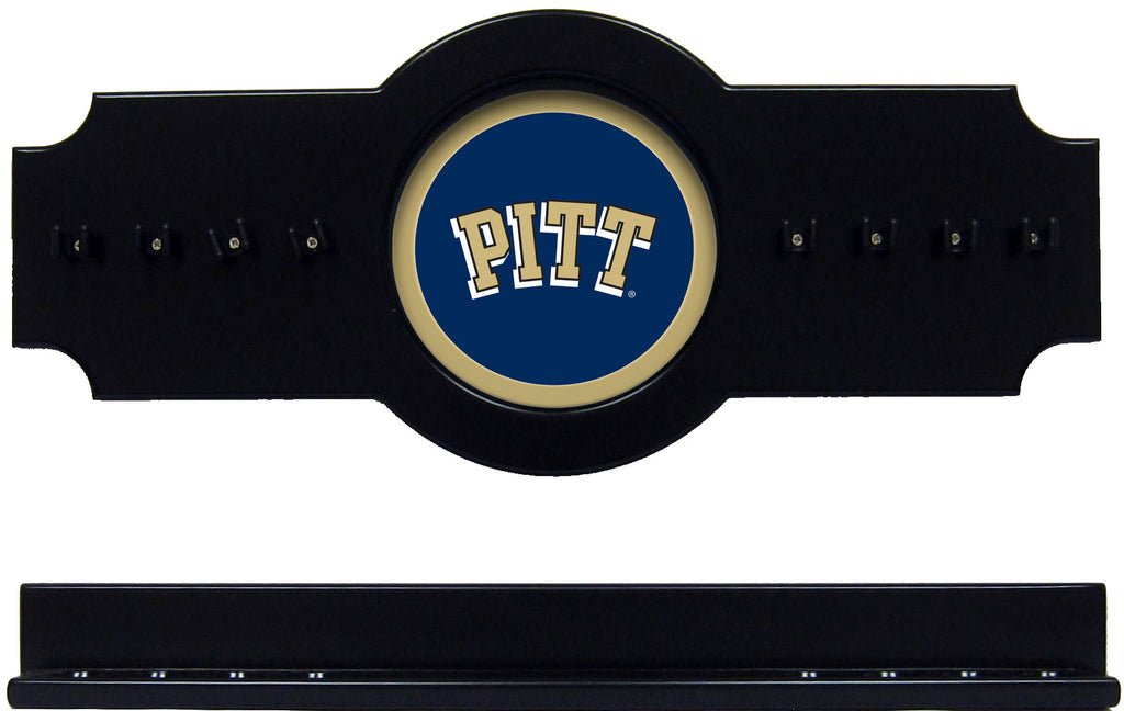 NCAA Pittsburgh Panthers 2 pc Hanging Wall Pool Cue Stick Holder Rack - Black