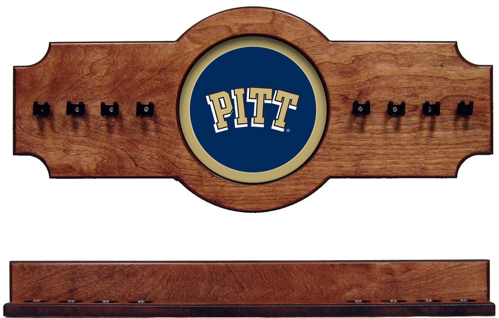 NCAA Pittsburgh Panthers 2 pc Hanging Wall Pool Cue Stick Holder Rack - Pecan