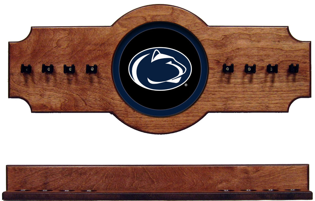 NCAA Penn State 2 pc Hanging Wall Pool Cue Stick Holder Rack - Pecan