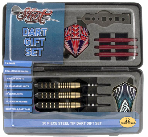 SD3500-22 Shot! Darts 20 Pc. Steel Tip Dart Gift Pack 22 gm