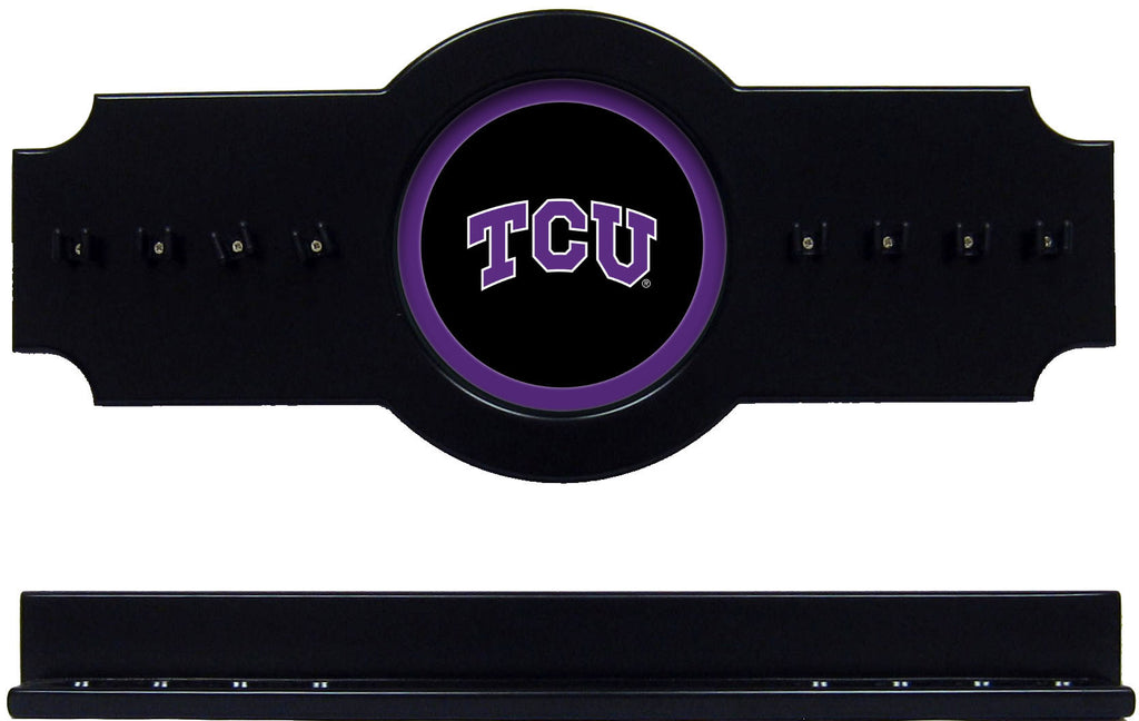 NCAA TCU 2 pc Hanging Wall Pool Cue Stick Holder Rack - Black